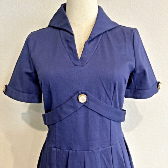 Lindy Bop Circle Skirt Dress "Claudette" Small Retro Navy Blue NWT Vintage Style - Picture 6 of 11